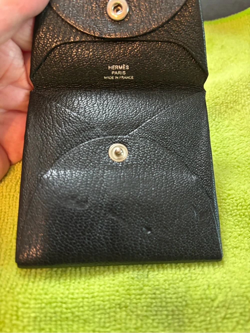 Hermès Bastia Coin Purse - Noir (Black) Epsom/Chèvre Leather - GUC
